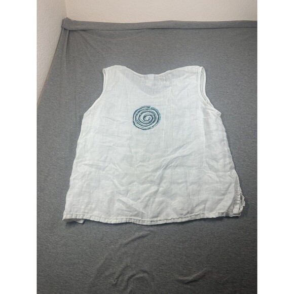 Match Point  Top Womens M White Linen Sleeveless Round‎ Neck Casual - Picture 6 of 6